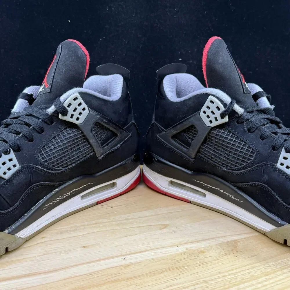 Air Jordan 4 Retro Bred 2012 308497 089 Black/Cement Grey/Fire Red Size 11.5